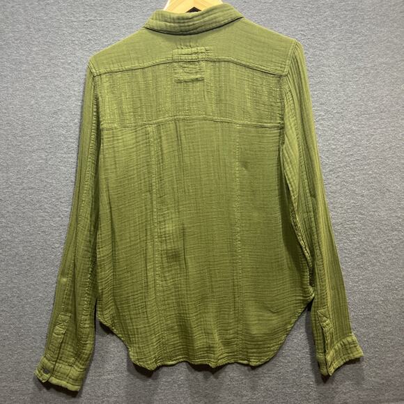 We The Free People Button Tunic Army Green Cotton Gauze Oversized Women Size SP - Picture 4 of 14